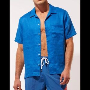 Solid & Stripped The Cabana Shirt  in Midnight Blue